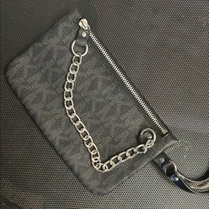 Michael Kors Black Wristlet with Silver Accents